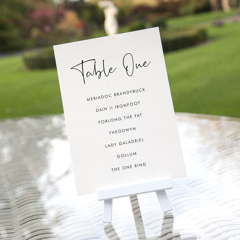 Printed Table Plan Cards 'Calligraphy 5'|Vintage Prints